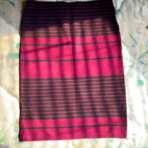 Forever 21 Burgundy Black stripes Pencil Skirt L